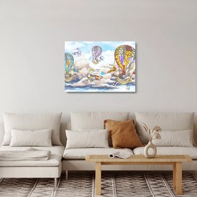 Sklenený obraz - Výprava v oblakoch (70x50 cm)