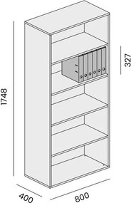 Kancelársky regál BLOCK, 800 x 400 x 1748 mm, biela