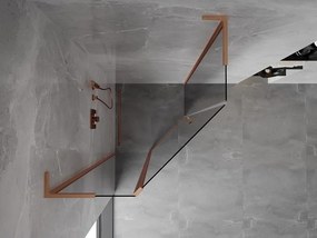 Mexen Mist L, päťuholníkový sprchový kút s krídlovými dverami, 80 x 80 cm, 8mm číre sklo, medený profil, 8A8L-080-080-65-00