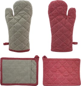 Home Elements Kuchynská chňapka a podložka béžová a červená