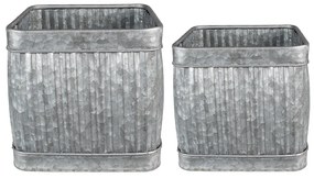 2ks plechové zinkové antik obaly na kvetináče - 31*31*28 / 25*25*23 cm
