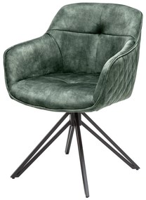 Stolička Euphoria tmavozelená zamatová otočná