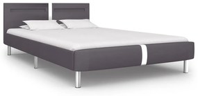 vidaXL Posteľný rám s LED, sivý, umelá koža 120x200 cm