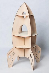 Raketová polica do detskej izby – drevená dekorácia na samomontáž 60x35 cm
