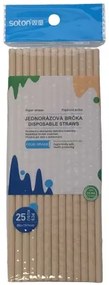 Huajie Jednorazové papierové nápojové slamky - 25 ks - béžová