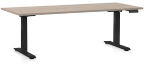 Výškovo nastaviteľný stôl OfficeTech C, 180 x 80 cm, čierna podnož, dub