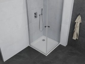 Mexen Pretoria Duo, sprchovací kút s 2-krídlovými dverami 70 (dvere) x 70 (dvere) cm, 6mm číre sklo, chrómový profil + slim sprchová vanička 5cm biela, 852-070-070-01-02-4010