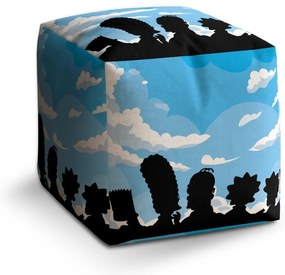 Taburet Cube Cartoon 2, modrá / čierna