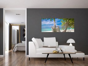 Obraz - Hojdacia sieť na pláži (120x50 cm)
