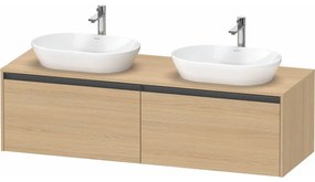 DURAVIT Ketho 2 závesná skrinka pod dve umývadlá na dosku, 2 zásuvky, 1600 x 550 x 459 mm, dub prírodný, K24889B30300000