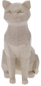 Dekorácia geometric Sediaca mačka, 20 cm, krémová