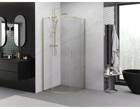Mexen Exo, posuvný polkruhový sprchový kút 70 x 70 cm, číre sklo, zlatá, 8131-070-070-50-00