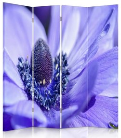 Ozdobný paraván Příroda Květina Fialová - 145x170 cm, štvordielny, klasický paraván