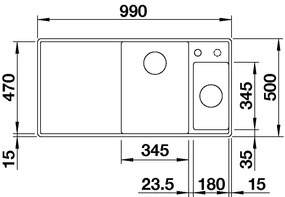 Granitový drez Blanco AXIA III 6 S F antracit drez vľavo doska drevená