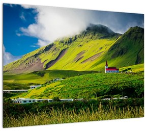 Sklenený obraz horskej krajiny (70x50 cm)