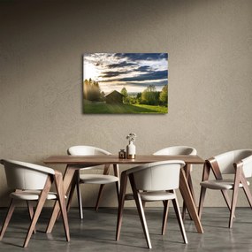 Obraz chaty na lúke (70x50 cm)
