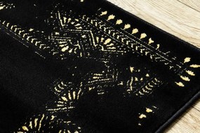Dywany Łuszczów, Behúň Gloss 408C 86 geometric black/gold, 80x300, čierna, obývacia izba