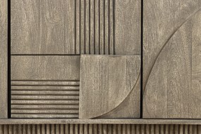 Komoda ART DECO 170 cm 3D mangové drevo, sivá