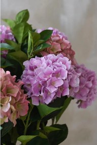Umelá hortenzia HYDRANGEA v bielom kvetináči, výška 78 cm, ružová