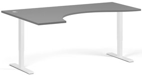 Ergonomický výškovo nastaviteľný stôl, 180x120 cm, 2 motory, L/P, biela podnož, grafit