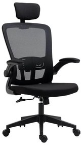 Ergonomická kancelárska stolička s bedrovou opierkou, opierkou hlavy, čierna