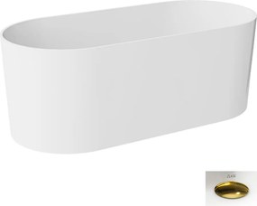 Besco Voľne stojaca vaňa z liateho mramoru Lova Matt 160x74, biela lesk/biela mat BESCO-Typ výpuste: Click-Clack štandard, chróm
