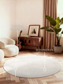 Villeroy & Boch, Kusový koberec Villeroy & Boch Kari 106281 Cream kruh, 200x200 (priemer) kruh, biela, obývacia izba