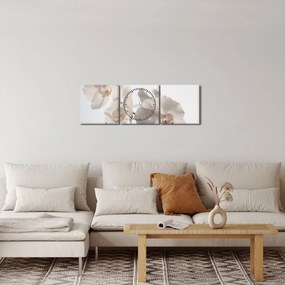 Obraz bielej orchidey (s hodinami) (90x30 cm)