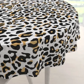 Biante Bavlnený okrúhly obrus Sandra SA-409 Leopardí vzor na bielom Ø 60 cm