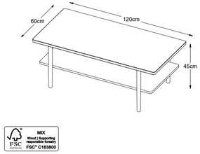 Dizajnový konferenčný stolík Zayleigh 120 cm vzor dub