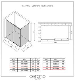Cerano Santoro, sprchovací kút s posuvnými dverami 120(dvere) x 100(stena) x 195 cm, 6mm číre sklo, chrómový profil, CER-CER-425119