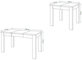 FONTE Čierny Mat - KLASICKÝ STÔL DO KUCHYNE/OBÝVACEJ IZBY 110x75 ROZKLADANÝ DO 155 cm!