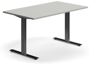 Kancelársky stôl QBUS, rovný, 1400x800 mm, T-rám, čierny rám, svetlošedá