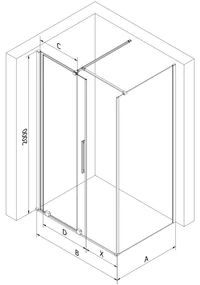 Mexen Velar, sprchový kút s posuvnými dverami 120 x 120 cm, 8mm šedé sklo, chrómová, 871-120-120-41-01