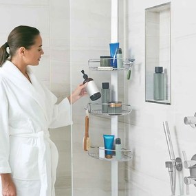Sivá teleskopická kovová kúpeľňová polička - simplehuman