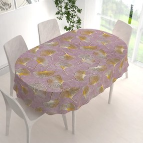 Biante Zamatový oválny obrus Tamara TMR-001 Ginkgo lístky na staroružovom 120x140 cm