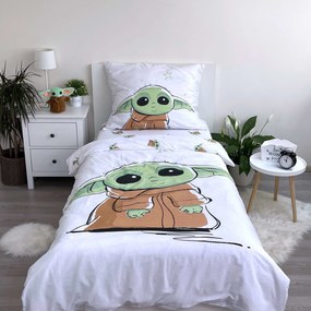 Jerry Fabrics Bavlnené obliečky 140x200 + 70x90 cm - Star Wars "Baby Yoda"