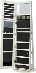 Zrkadlová skrinka na šperky, uzamykateľná, so 6 LED svetlami, otočná o 360°