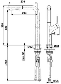 KFA Armatura 6623-220-81- Drezová batéria s vyťah. sprškou DUERO DESIGN m. čierna