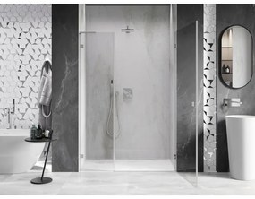 Mexen Lunar-B, L Otočné pravé sprchové dvere 145 cm, 8mm číre sklo, oceľový profil, 832SL-145-050-97-00-P