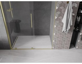 Mexen Velar, posuvné dvere do otvoru 150x200 cm, 8mm číre sklo, zlatá matná, 871-150-000-01-55
