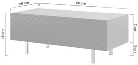 Konferenčný stolík Scalia II 120 2K s úložným priestorom - biely mat / zlaté nožičky - Limitovaná ponuka