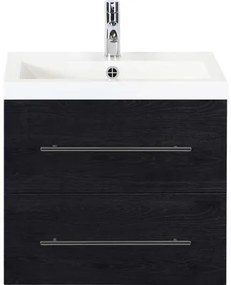 Kúpeľňový nábytkový set Sanox Straight farba čela black oak ŠxVxH 60 x 55 x 40 cm s umývadlom z minerálnej liatiny