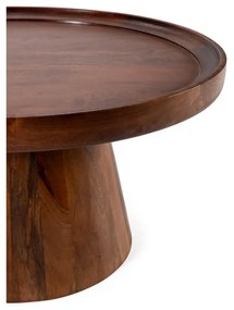 Tmavohnedý okrúhly konferenčný stolík z mangového dreva ø 80 cm Rose – MOME