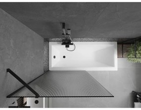 Mexen Next, vaňová zástena 1-krídlová 90 x 150 cm, fixné krídlo, 6 mm sklo s pruhmi, čierny profil, 895-090-000-00-09-70