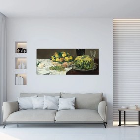 Obraz - Edouard Manet, Still Life with Melon and Peaches, reprodukcia (120x50 cm)