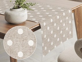Biante Dekoračný behúň na stôl Porto PRT-019 Biele bodky na béžovom režnom 35x120 cm