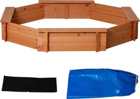 Detský pieskový box Outsunny v tvare oktagónu so polyesterovým a netkaným krytom pre deti vo veku 3-8 rokov do záhrady 139,5x139,5x21,5 cm Červená a M