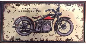 Ceduľa značka Moto Blac and Mandarin 30,5cm x 15,5cm Plechová tabuľa