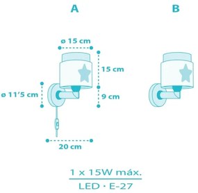 Dalber 76019T - Detské nástenné svietidlo BABY DREAMS 1xE27/15W/230V modrá
